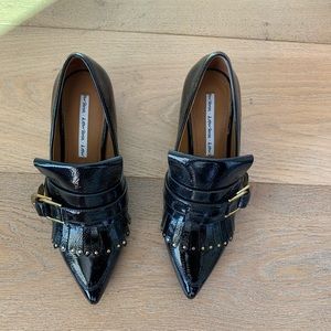 Patent leather,  pointed toe loafers